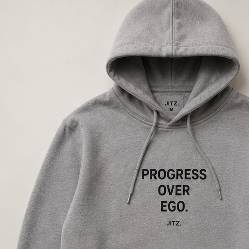 Progress Over Ego Hoodie — Grey | JITZ.