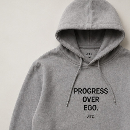 Progress Over Ego Hoodie — Grey | JITZ.