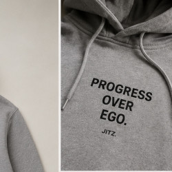 Progress Over Ego Hoodie — Grey | JITZ.